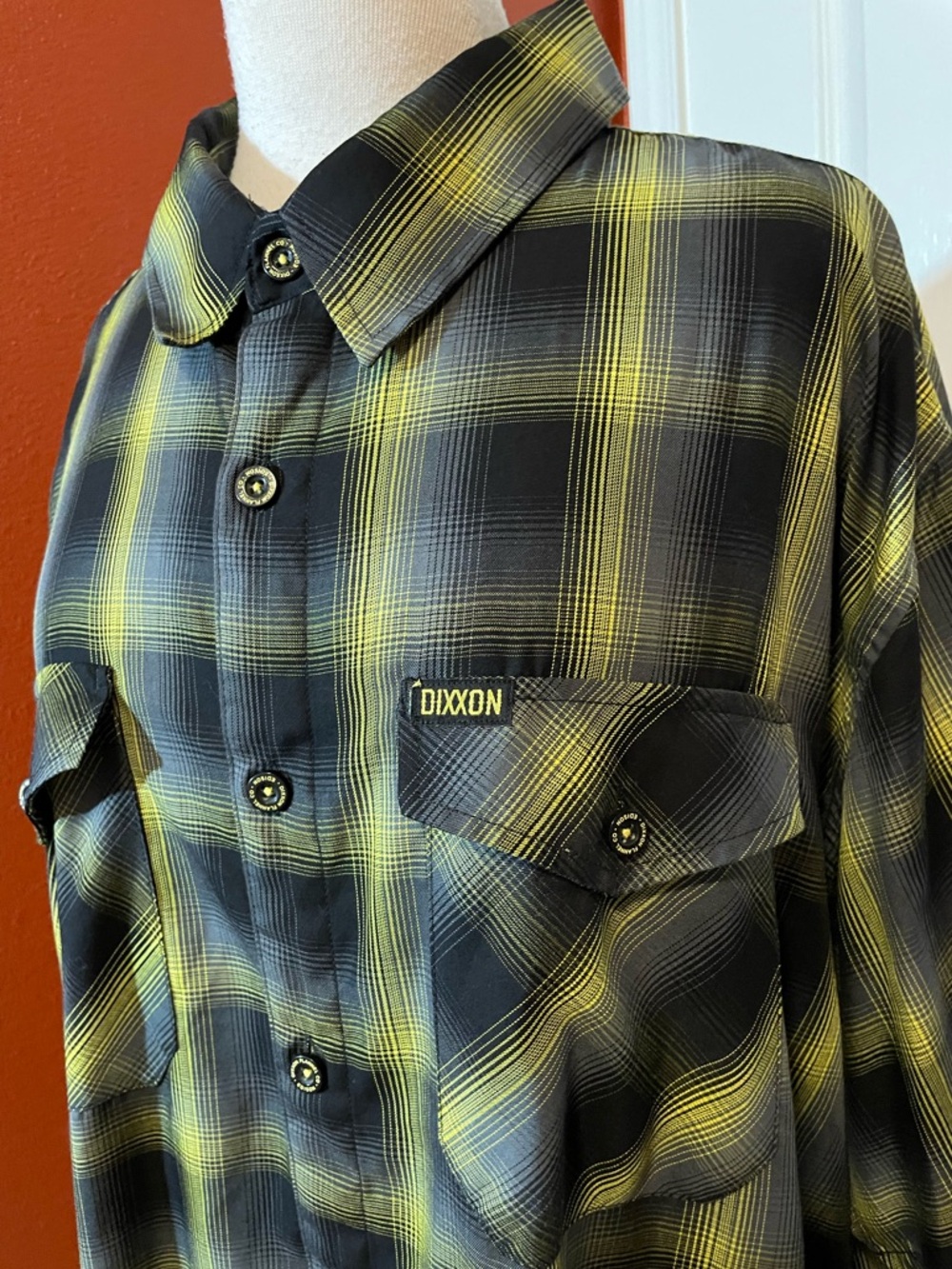 DIXXON Black and Yellow Plaid Short Sleeve Button-Down Shirt - Picture 3 of 4
